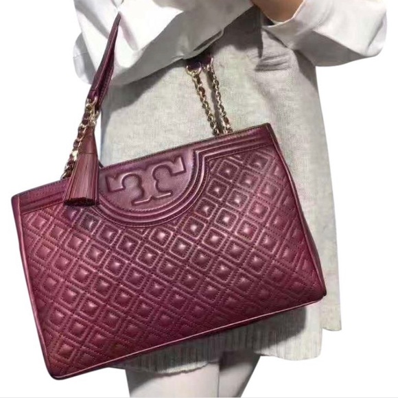 Tory Burch Maroon Leather Fleming Open Shoulder - Picture 6 of 7